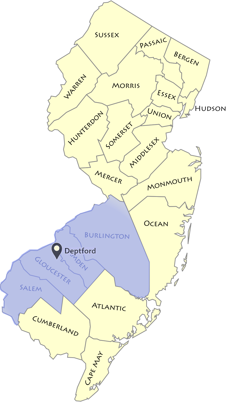 Southern New Jersey Service Area Map